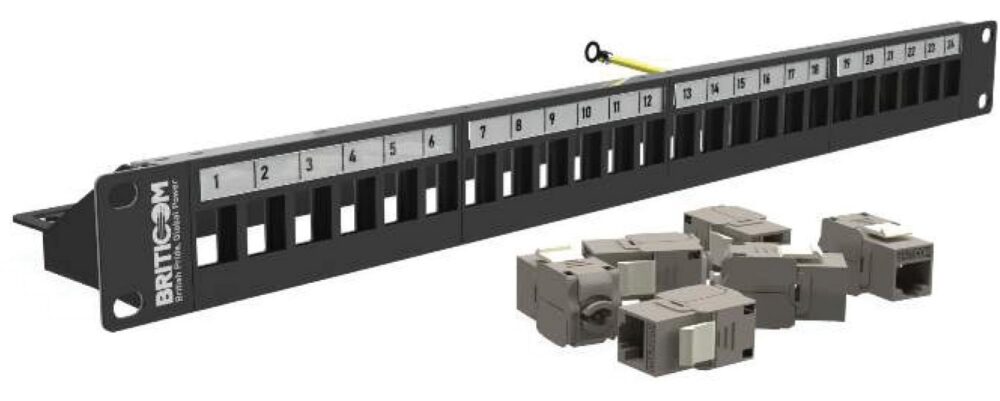 Panneau keystone vide 24 ports STP 1U Briticom EMSTPKSF24BLK1U01