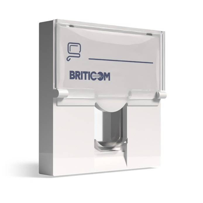 Module Euro 45x45 1 port RJ45 à volet blanc Briticom EUFSEMM45X45X1W-P01