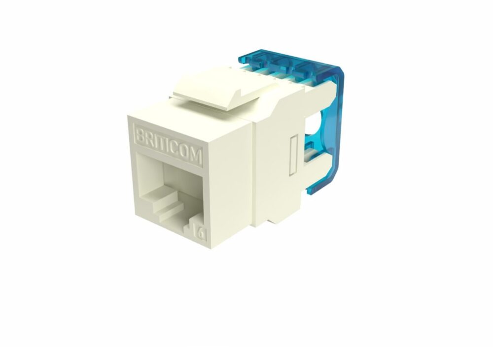 Prise keystone RJ45 CAT6 UTP 180° blanche Briticom UTPC6KJ180WHT-E