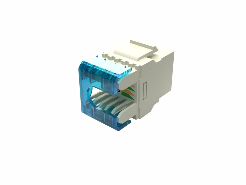 Prise keystone RJ45 CAT6 UTP 180° blanche Briticom UTPC6KJ180WHT-E, vue 2