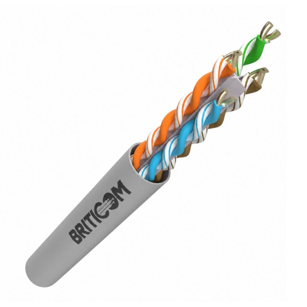 Câble CAT6 UTP LSZH gris 500 m Briticom UUTPC6LSGRY500-E